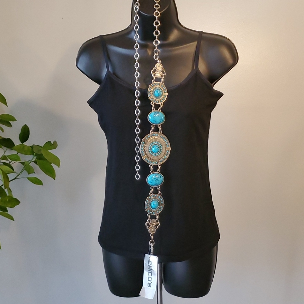 Chico's Celine Chain Belt with Turquoise